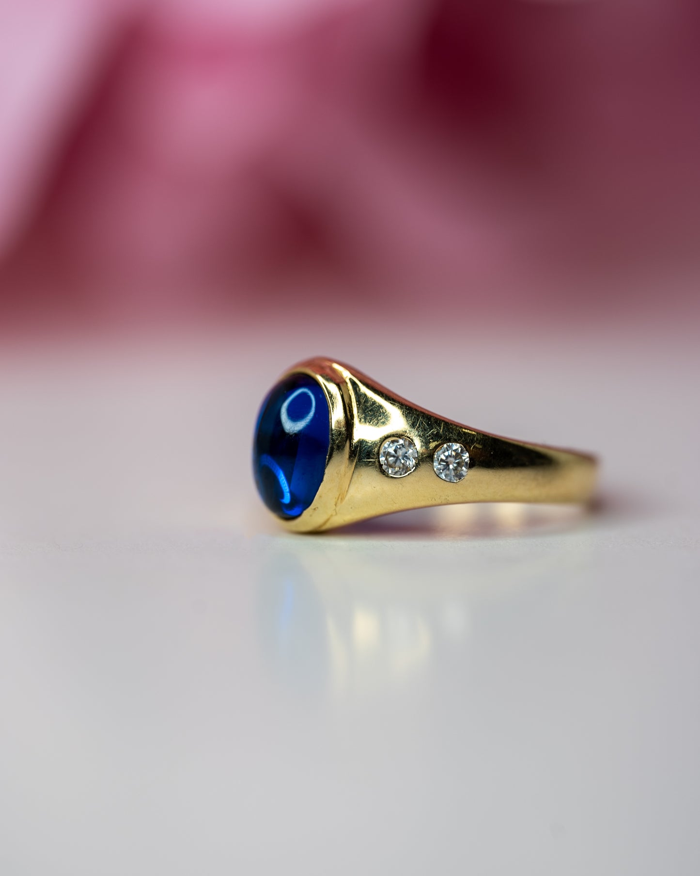 14kt Blue Cabochon Ring