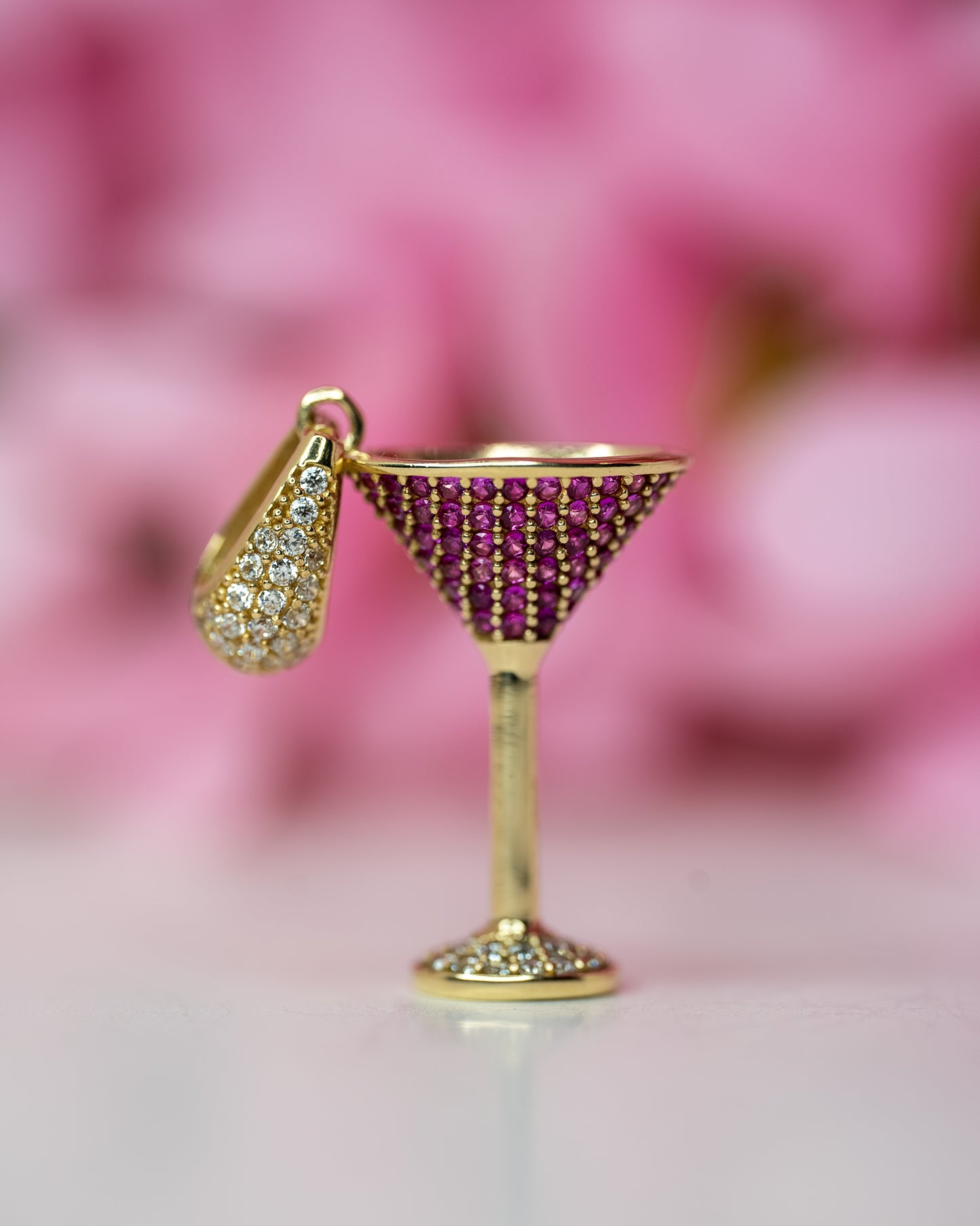 14kt CZ Martini Glass Pendant