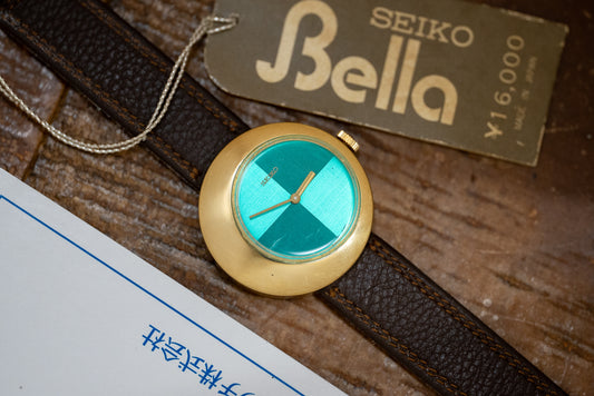 1960's Manual Wind Gold-Tone Seiko Bella with Rare Green Dial