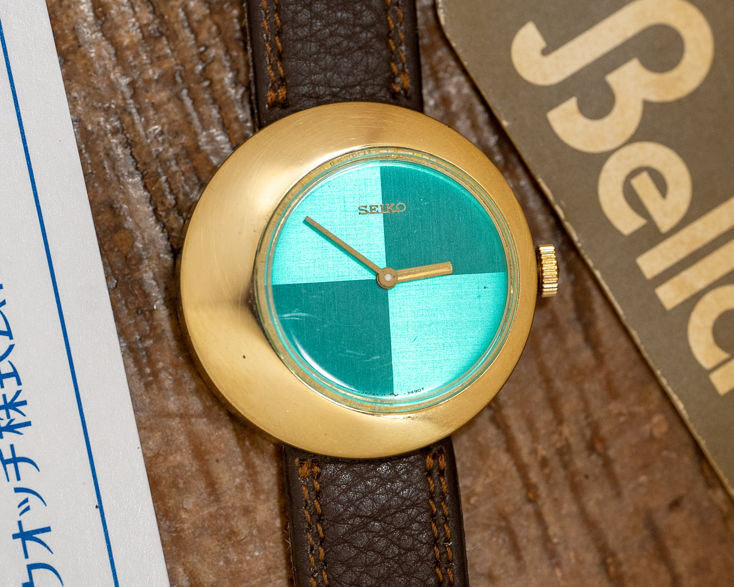 1960's Manual Wind Gold-Tone Seiko Bella with Rare Green Dial