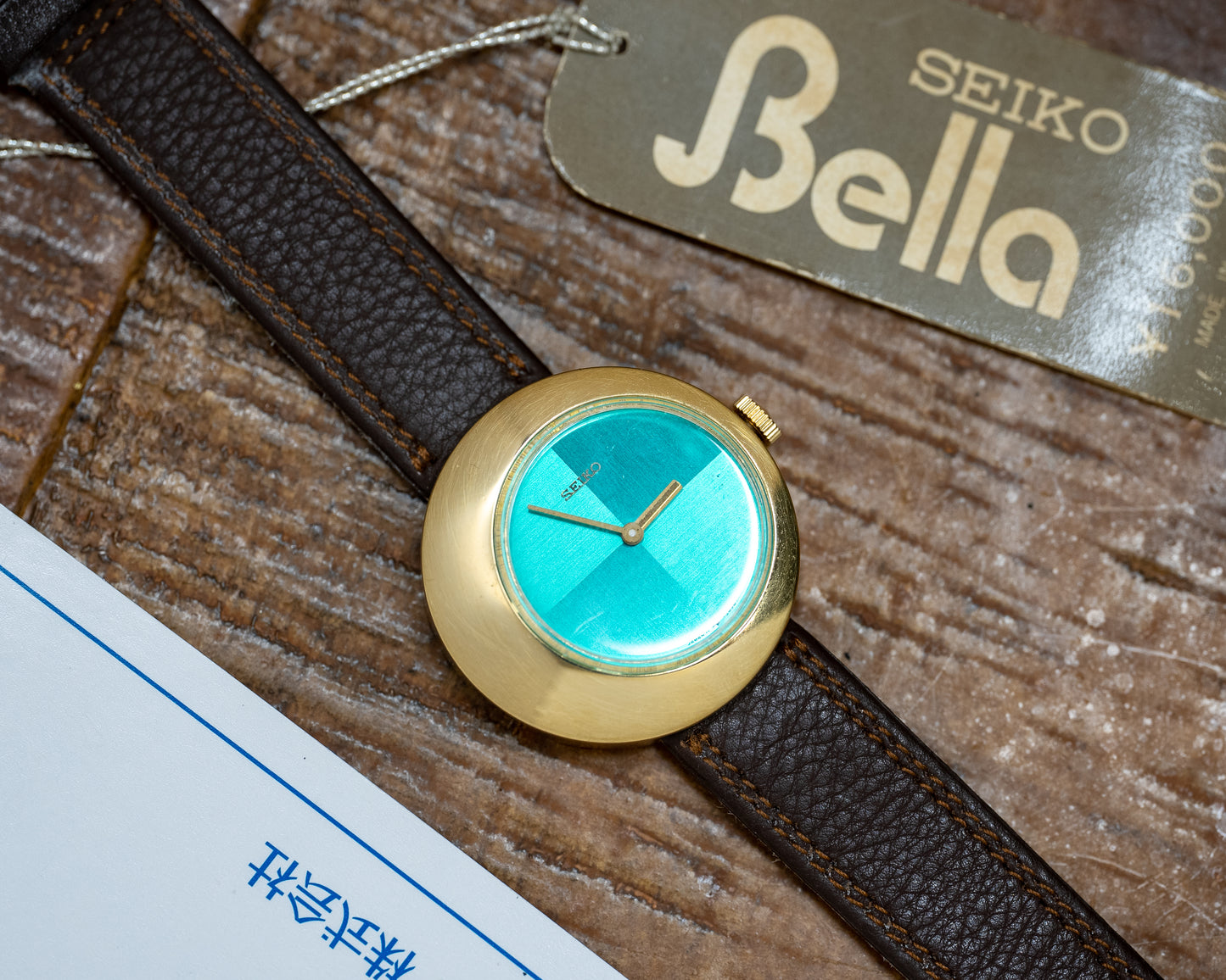 1960's Manual Wind Gold-Tone Seiko Bella with Rare Green Dial