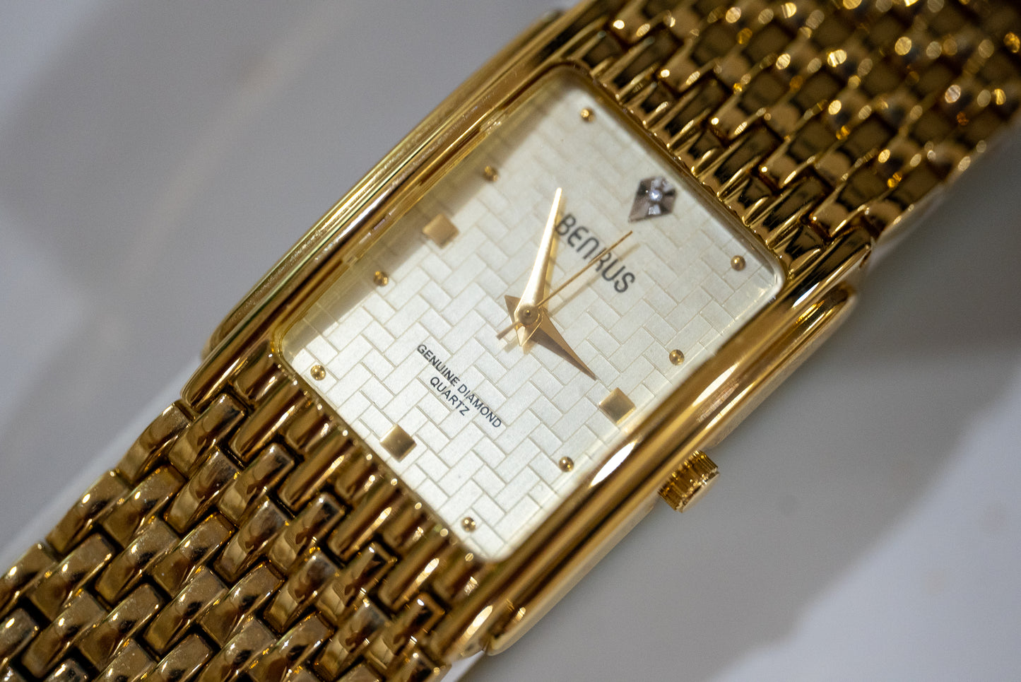 NOS Gold-Tone Benrus Diamond Quartz