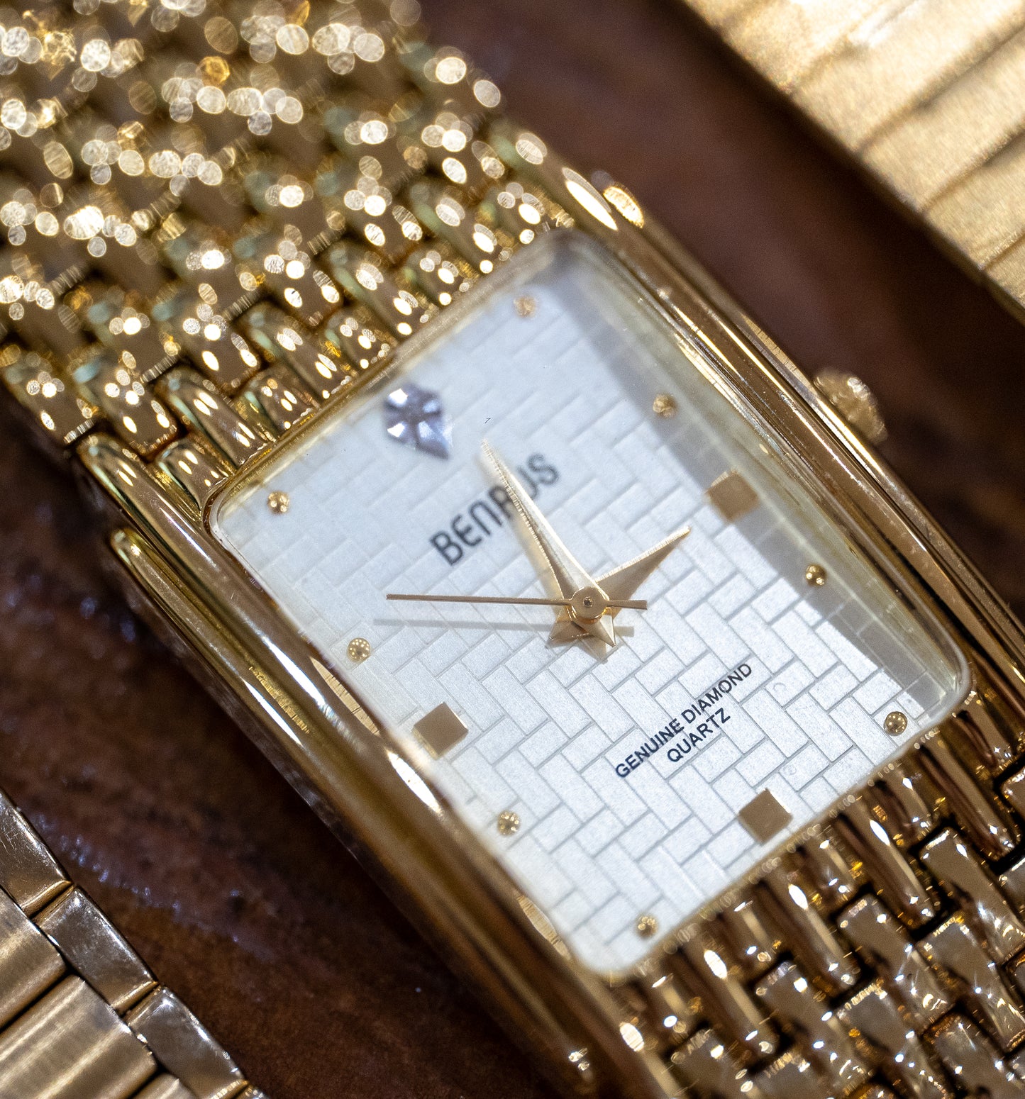 NOS Gold-Tone Benrus Diamond Quartz