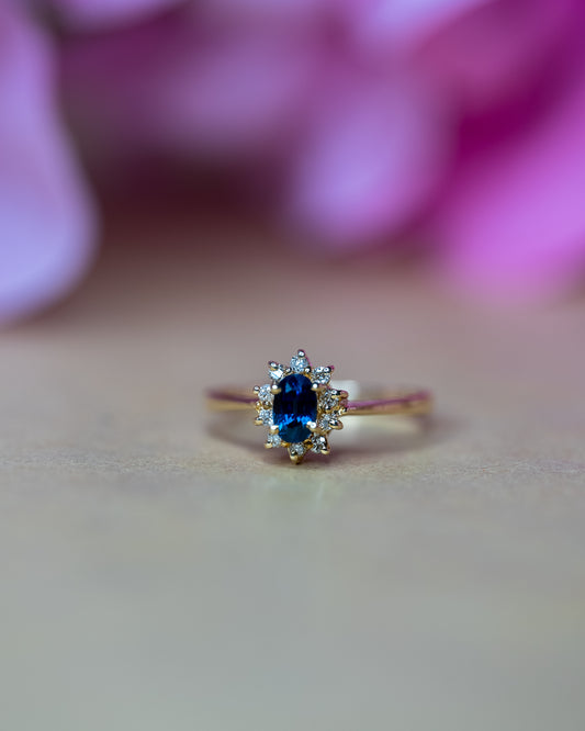 14kt Natural Diamond Sapphire Ring