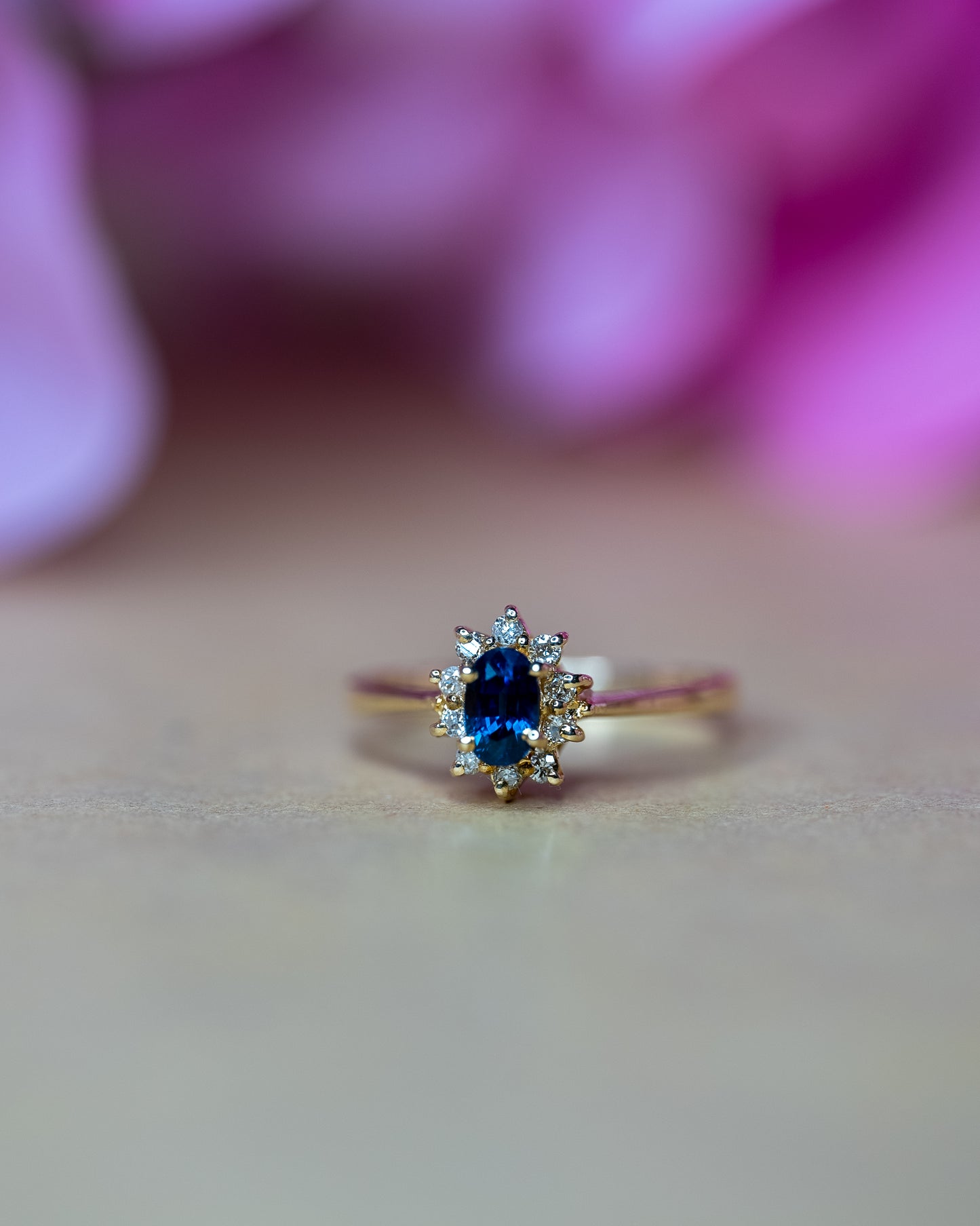 14kt Natural Diamond Sapphire Ring