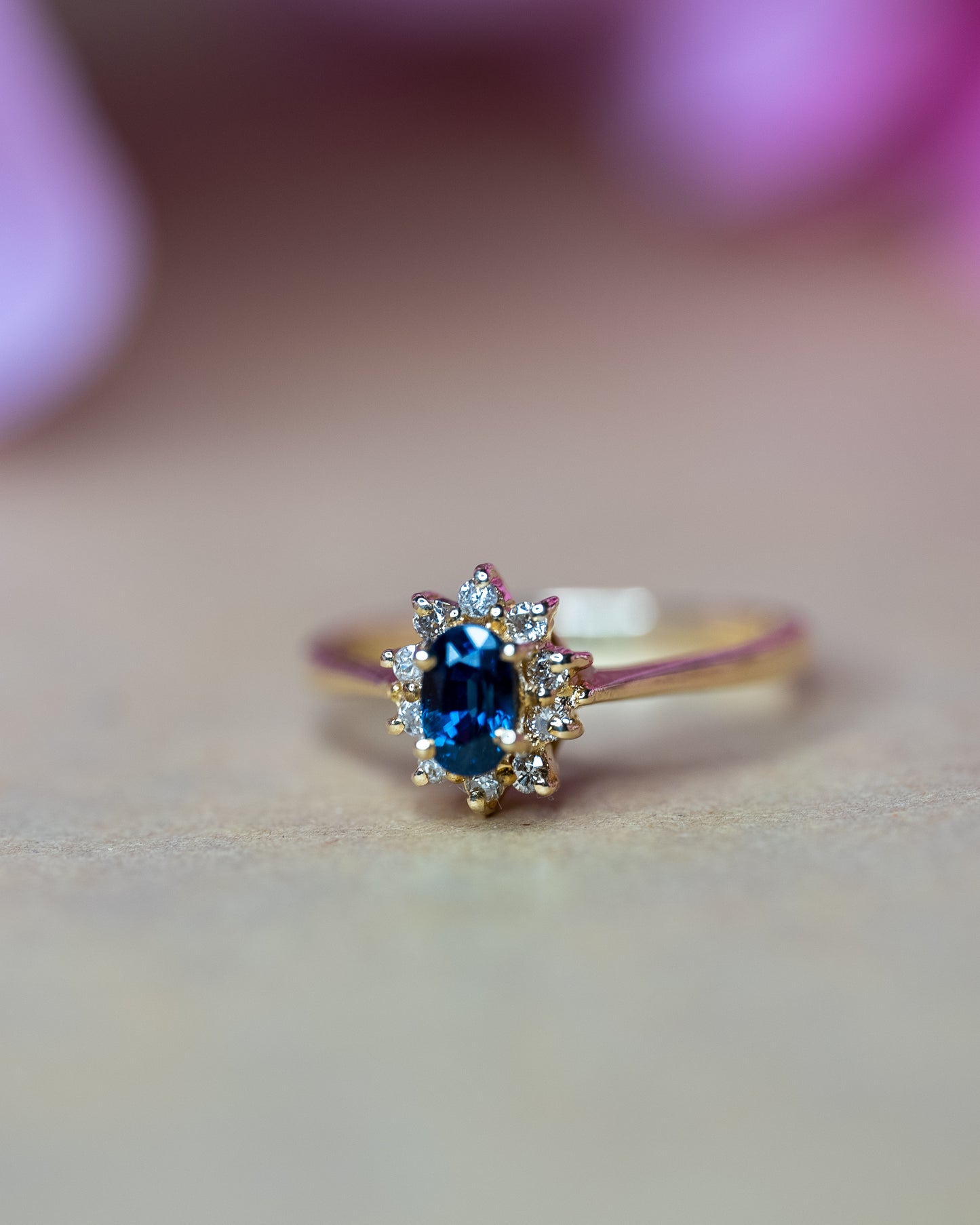 14kt Natural Diamond Sapphire Ring